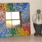Mosaic rainbow mirror and the concierge